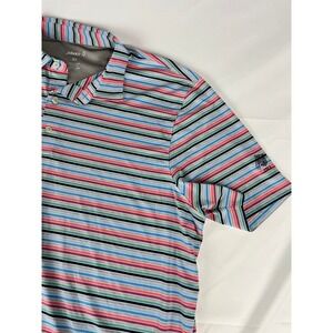 johnnie-O Men's XL Multi Stripe Golf Polo Shirt Short Sleeve Collared 1913 Logo‎